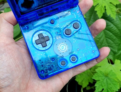 Backlit IPS GBAsp Mod Nintendo GameBoy Advance SP Mirror Clear Royal Blue
