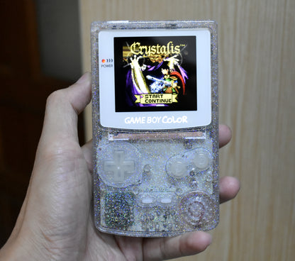 Retro Pixel IPS Q5 Game Boy Color Nintendo GBC Plus Extra Mods Glitty Glow In The Dark Buttons
