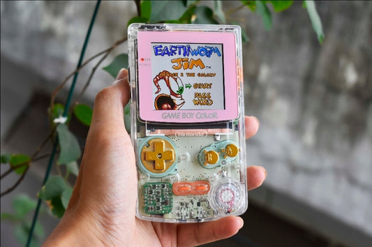 Retro Pixel IPS Q5 Game Boy Color Nintendo GBC Plus Extra Mods Crystal Clear Shell Custom Buttons