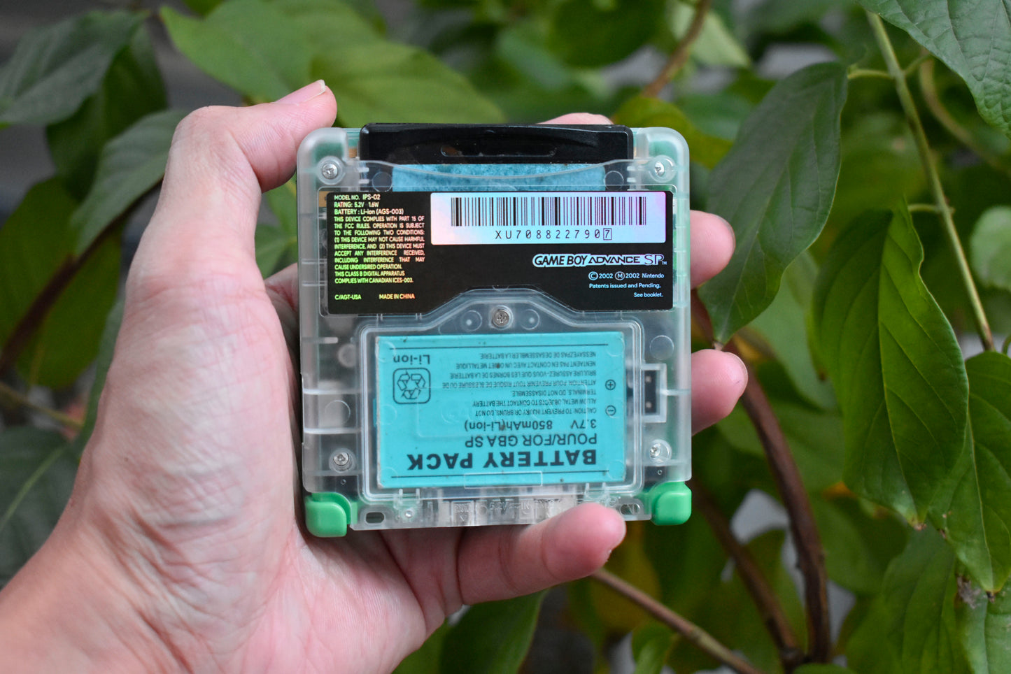 Backlit IPS GBAsp Mod Nintendo GameBoy Advance SP Translucent Clear Shell Green Mountain