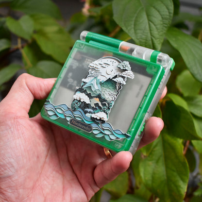 Backlit IPS GBAsp Mod Nintendo GameBoy Advance SP Translucent Clear Shell Green Mountain