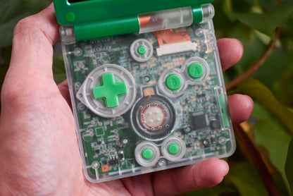 Backlit IPS GBAsp Mod Nintendo GameBoy Advance SP Translucent Clear Shell Green Mountain